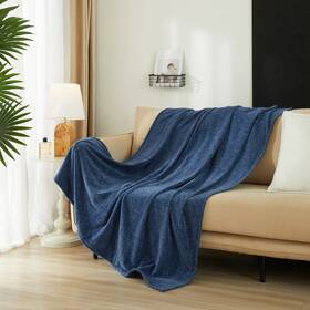 Mainstays 197502072489 Cozy Chenille Throw Blanket Reversible Soft Polyester Washed Indigo