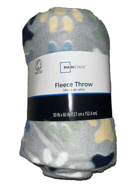 590478474 Mainstays 50 Inch X 60 Fleece Throw Paw Print Blanket Lightweight Soft