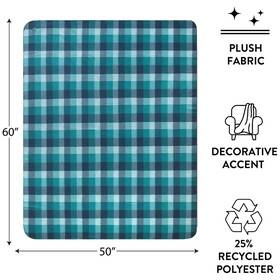 Mainstays 754207418129 Cozy Fleece Throw Blanket Blue Plaid 50x60 Soft Warm