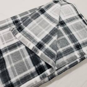 Mainstays 766686935608 Bed Blanket Single Twin 66x90 Gray And White Plaid Soft Fuzzy Fleece