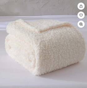 Mainstays 766686941456 Faux Shearling Blanket Ivory Size King
