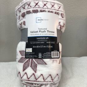 Mainstays 791551461159 Textured Velvet Plush Throw Fair Isle Red 50 Inch X 60 New