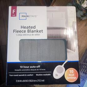 Mainstays 860009818811 Soft Fleece Electric Heated Blanket Gray Full 84 Inch X72 1 Controller