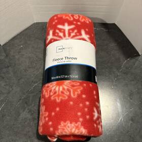 Ms3128029327118 Mainstays Fleece Throw Blanket 50 Inch X 60 Red Snowflake Christmas Open Box