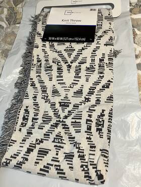 Ms451930367500b Mainstays 50 Inch X 60 Knit Throw Fringe Savine Ikat-soothing Grey