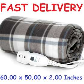 Tf3a46p-802-31a37 Mainstays Fleece Electric Heated Throw Blanket Gray And White Plaid 50 Inch X 60