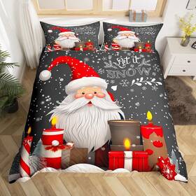 Cyj7161zc-queen Manfei Christmas Duvet Cover Set Queen Size Santa Claus With Candles Xmas 08