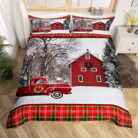 Tyts1219gyy-tj Manfei Usq Christmas Truck Kids Duvet Cover Set Queen Size Geometric Color 06