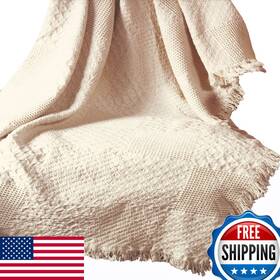 B006gu48r4 Manual Woodworker Textured Blocks Fringed Natural 2-layer Throw 46 X