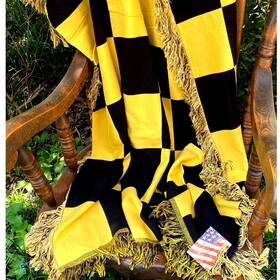 Inv8826 Manual Woodworkers 725734664617 Black Gold Block Decorative Throw Blanket 50x60 Inch New Made In Usa -