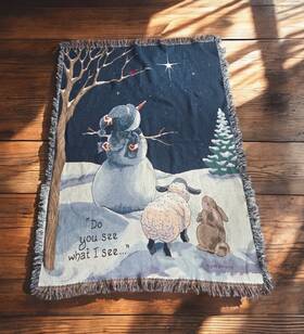 Manual Woodworkers & Weavers 725734265265 Do You See What I Tapestry Throw Blanket Christmas Star Snowman Sheep Rabbit