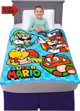 At1038 Manufacturing Company Inc Kids Bedding Super Soft Micro Raschel Throw 46 In X 60 Mario Prints