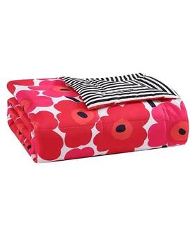 Marimekko 883893722293 Rare Pieni Unikko Collection Blanket-ultra Soft Brushed Throw Red