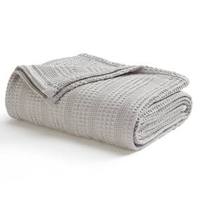 Market & Place 810083392813 100% Cotton Waffle Striped Full Queen Size Blanket Soft Breathable And Li