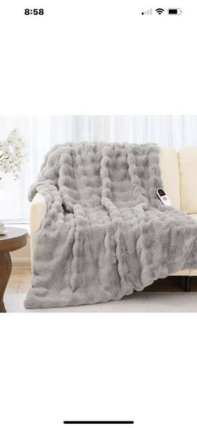 Ly09a-5060 Marnur Electric Throw Blanket 50 Inch X60 Faux Fur Heated 6 Heating Levels