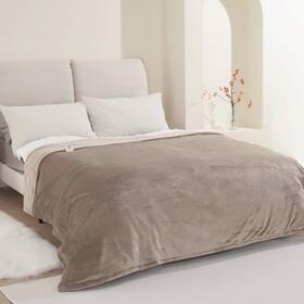 Owf-hb7284 Marnur Electric Heated Blanket 72x84 Inch Full Size 6 Heat Levels Auto Off Lt Brown