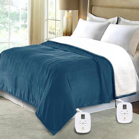 Marquess 609792790511 King Size Electric Blanket With Dual Control Flannel Sherpa Washable