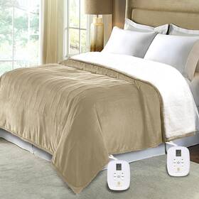 Marquess 791386161385 King Size Blanket With Dual Control Flannel Sherpa Washable And Comfortable H
