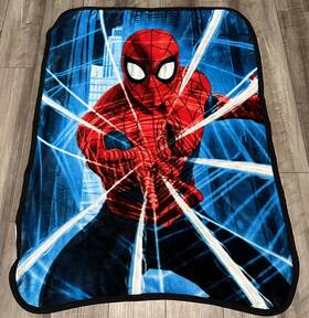 Marvel 190604244761 Spiderman Web City Blues Silky Soft Throw Blanket 37 X 49 Inches