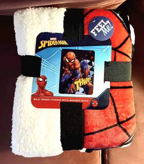 Marvel 190604293455 Spiderman Twin Size Fleece Sherpa Throw Blanket 60 X 80 Inches New