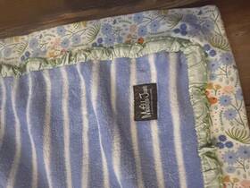 23809a Matilda Jane Truth Or Dare Blanket Blue Striped Ruffle Floral Trim