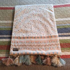 32807a Matilda Jane Tasseled Throw Blanket Blue Pink Ivory Just Imagine Tassels Sherpa