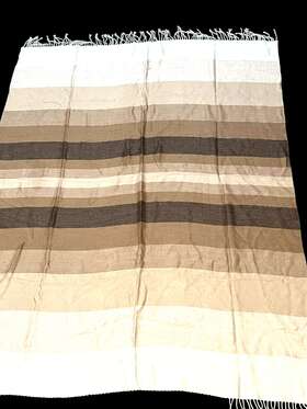 M316 Matouk Salinas Bronze Stripe Throw Baby Alpaca 50 X 70 Inch Fringe Pre-owned