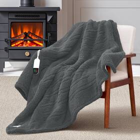 Maxeve 426908268527 Sherpa Electric Gray Heated 50x60 Throw Blanket Washable For Living Room Couch