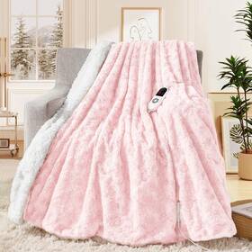 Maxeve 705353171475 Heated Blanket Electric Throw 50 Inch X60 Faux Rabbit Fur Blankets With 6 Hea
