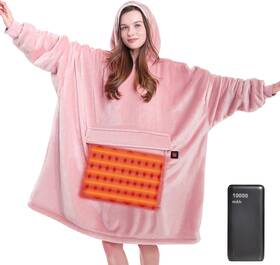 Pt68 Maxeve Heated Wearable Blanket Hoodie With 10000mah Battery Pack Pink