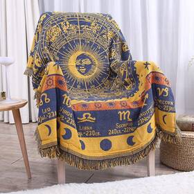 Maynest 732489133268 Bohemian Woven Cotton Throw Blanket - Reversible Sofa Cover For Couch