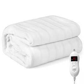 Mecale 313100628655 White Polyester Full Electric Blanket Pad With Adjustable Temperatures 10 H Time