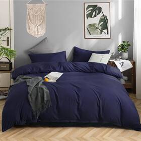 1-huaxian Meifanti Queen Size Microfiber Duvet Cover Full 80 Inch 90 Navy Blue