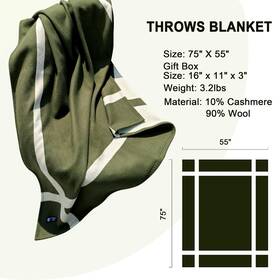 Mejeewool 731979185480 Warm Soft 90% Wool Blanket 75 Inch X55 For Living Room Travel Olive Green