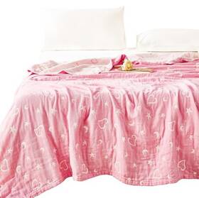 Meju 774196551836 Love Star Moon Pink Heart Girls Muslin All Season Blanket Decorative For