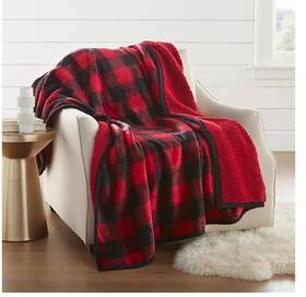 980365620 Member S Mark Members Plush Sherpa Throw 60x 70 1 Red Black Buffalo Paid