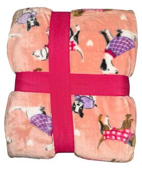 Members Mark 193968298487 Velvet Plush Oversized 60 Inch X 70 Lounge Throw Love Pups - New