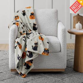 Members Mark 193968500474 Lounge Throw 60 Inch X 70 Halloween Designs Black Cat Free Ship