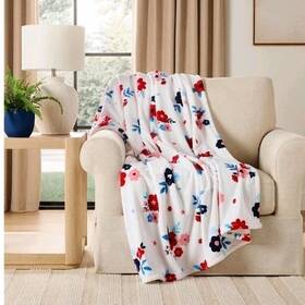 990476535 Members Mark Freedom Floral Throw Blanket White 60 Inch X 70
