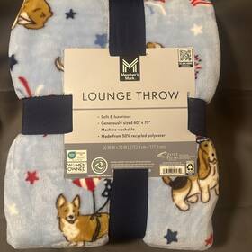 990476538 Members Mark Red White And Blue Lounge Throw July 4th 60 Inch X 70 Summer Dogs