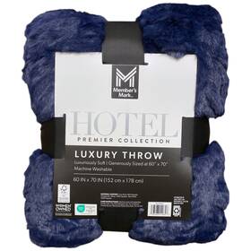 193968240042-p Members Mark Ny Hotel Collection Luxury Oversized Throw Blanket 60 Inch X70 Navy