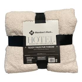 193968245719-p Members Mark Ny Hotel Premier Collection Teddy Faux Fur Throw 60 Inch X 70