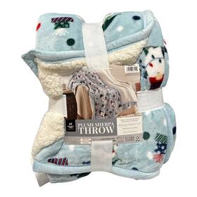 193968285449-p Members Mark Ny Velvety Plush Reversible Holiday Sherpa Throw 60in X 70in