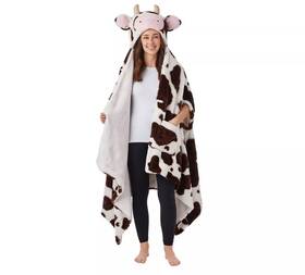 193968286392-p Members Mark Ny Cozy Faux Fur Critter Wrap 43 Inch X81 Cow