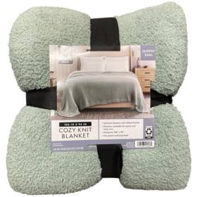 193968456054-p Members Mark Ny Solid Super Soft And Cozy Knit Blanket 106 Inch X 94