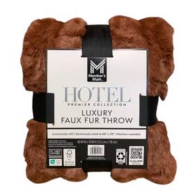 193968506131-p Members Mark Ny Hotel Premier Collection Luxury Faux Fur Throw 60 Inch X 70