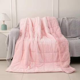 Menhiry 797409247432 Sherpa 15lb Weighted Blanket For Adult Both Sides Reversible Velvet Soft Plu