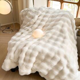 Fur001 Merrylife Luxury Thick Plush Faux Rabbit Fur Throw Blanket Ultra-plush Cozy Soft Decora