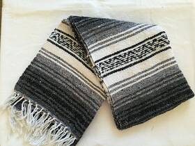 Meximarts 721541058489 Authentic Mexican Falsa Blanket Hand Woven Black