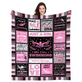 Nslpfdltes8 Mezococo #nslpfdltes8 Swimming Gifts For Swimmers Girls Blanket Throw Plush Stuff Swim Tea